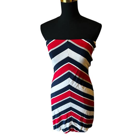 Vintage 1999 Women’s Tommy Hilfiger Red, White, Blue Strapless Dress Size Medium - Picture 1 of 8